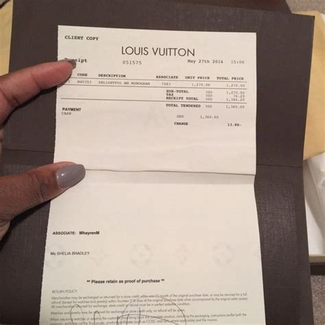 louis vuitton fake receipt